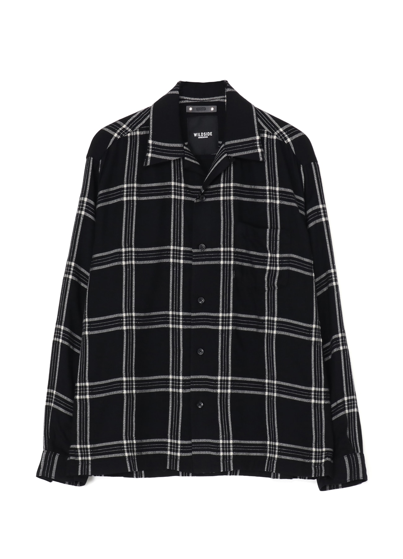 WILDSIDE ×MINEDENIM R.Wool Flannel Check Embroidery Open Collar SH