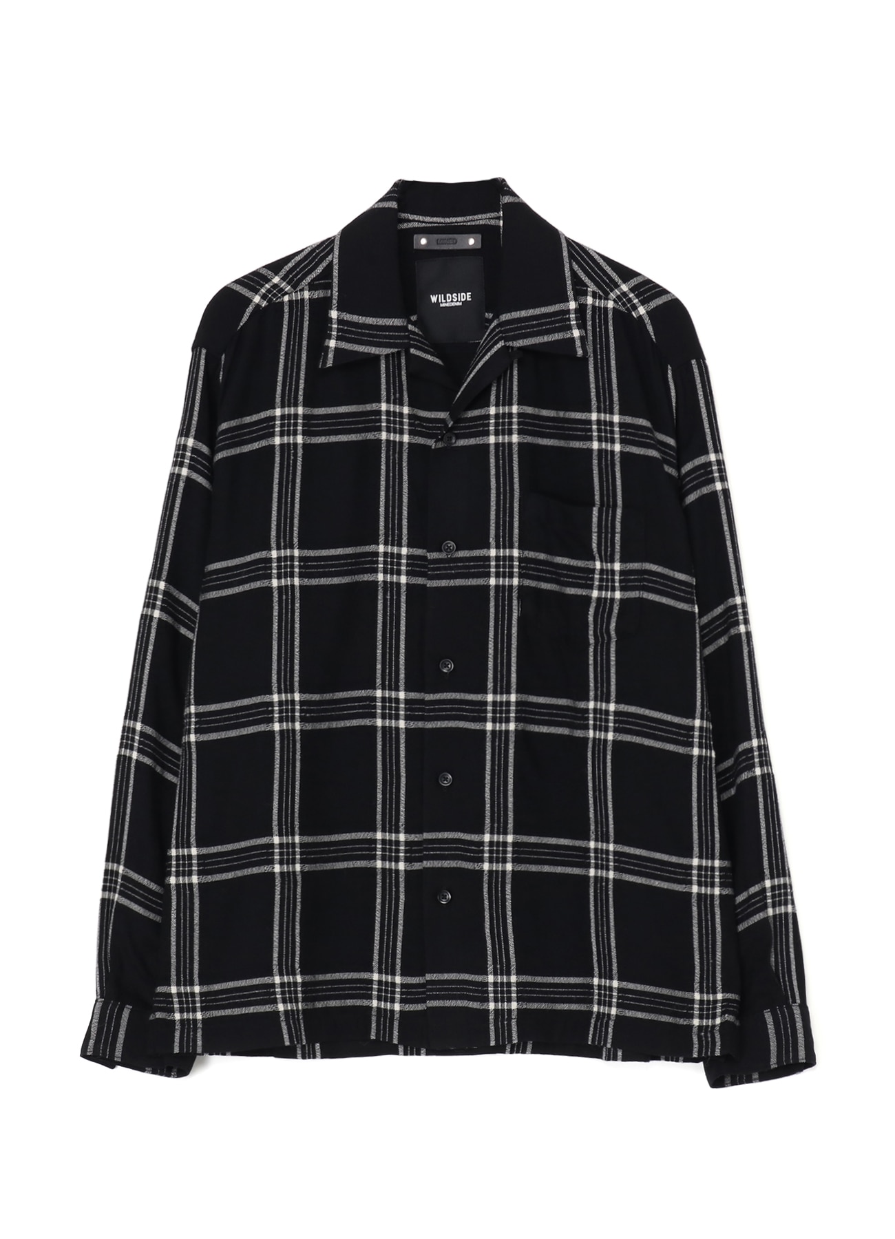 WILDSIDE×MINEDENIM R.Wool Flannel Check Embroidery Open Collar SH