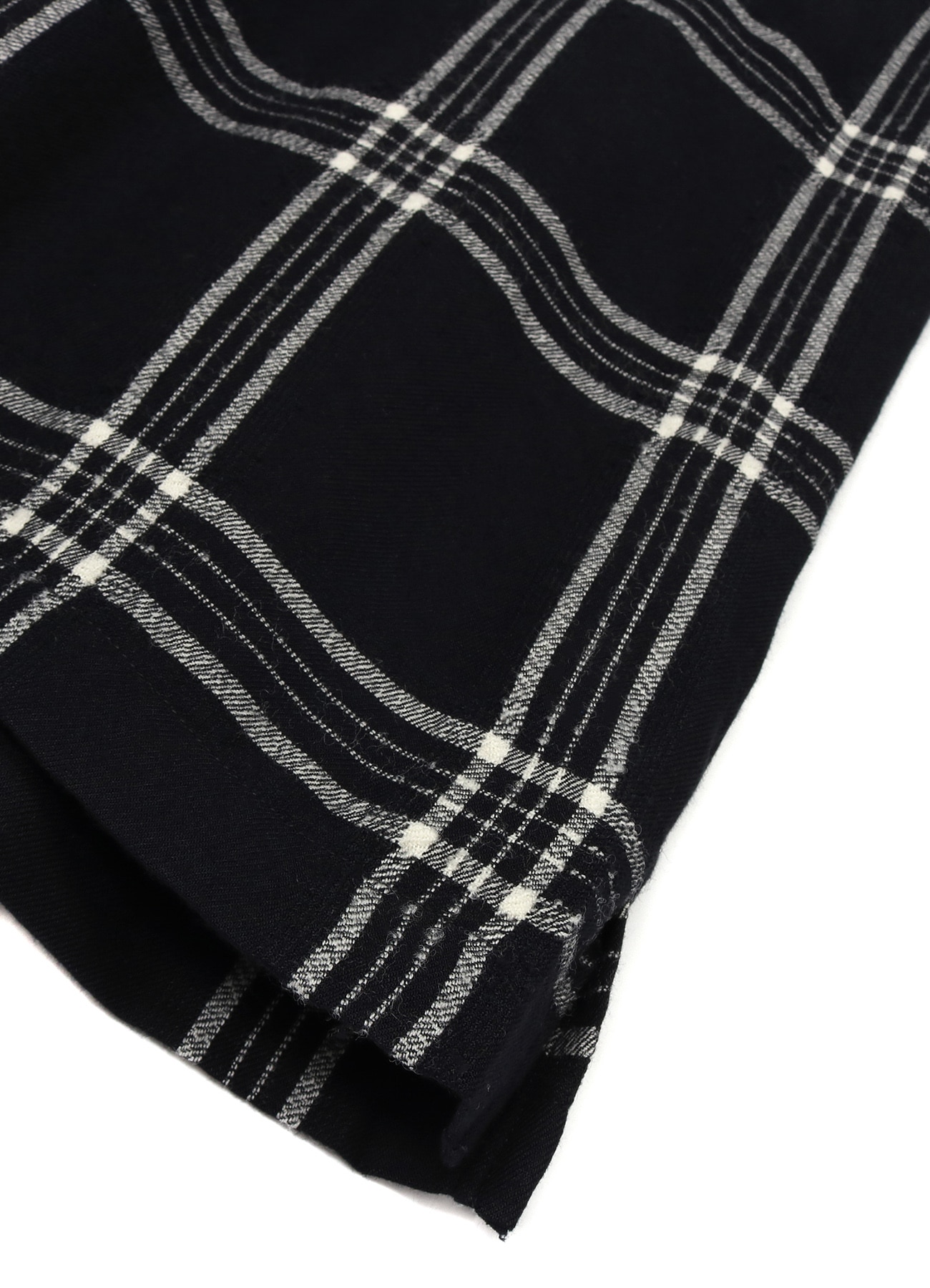 WILDSIDE ×Wool Flannel Check Embroidery Open Collar SH_6