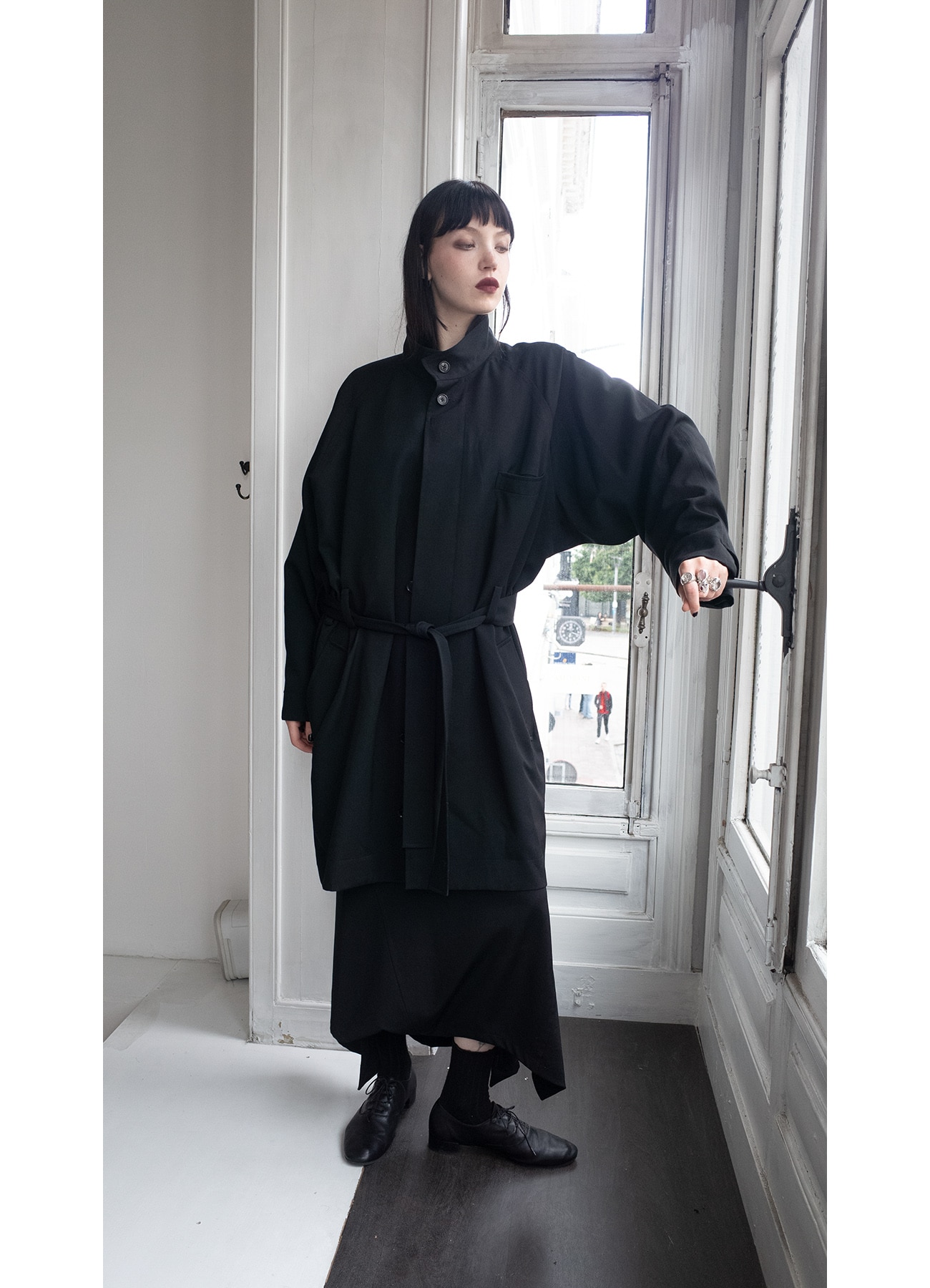 WILDSIDE × Kie Einzelganger Wool Gabardine Coat(FREE SIZE BLACK