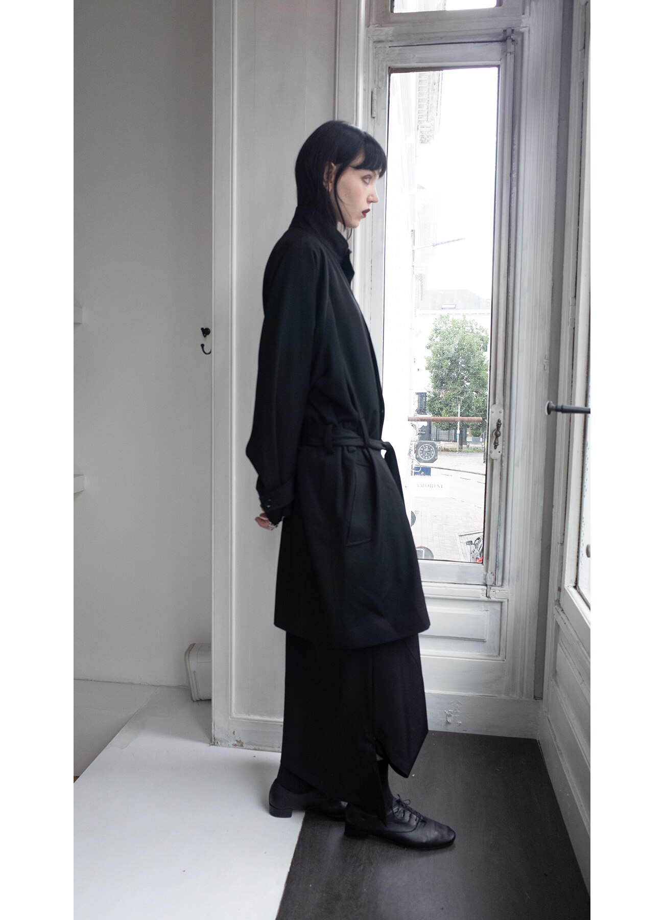 WILDSIDE × Kie Einzelganger Wool Gabardine Coat(FREE SIZE BLACK