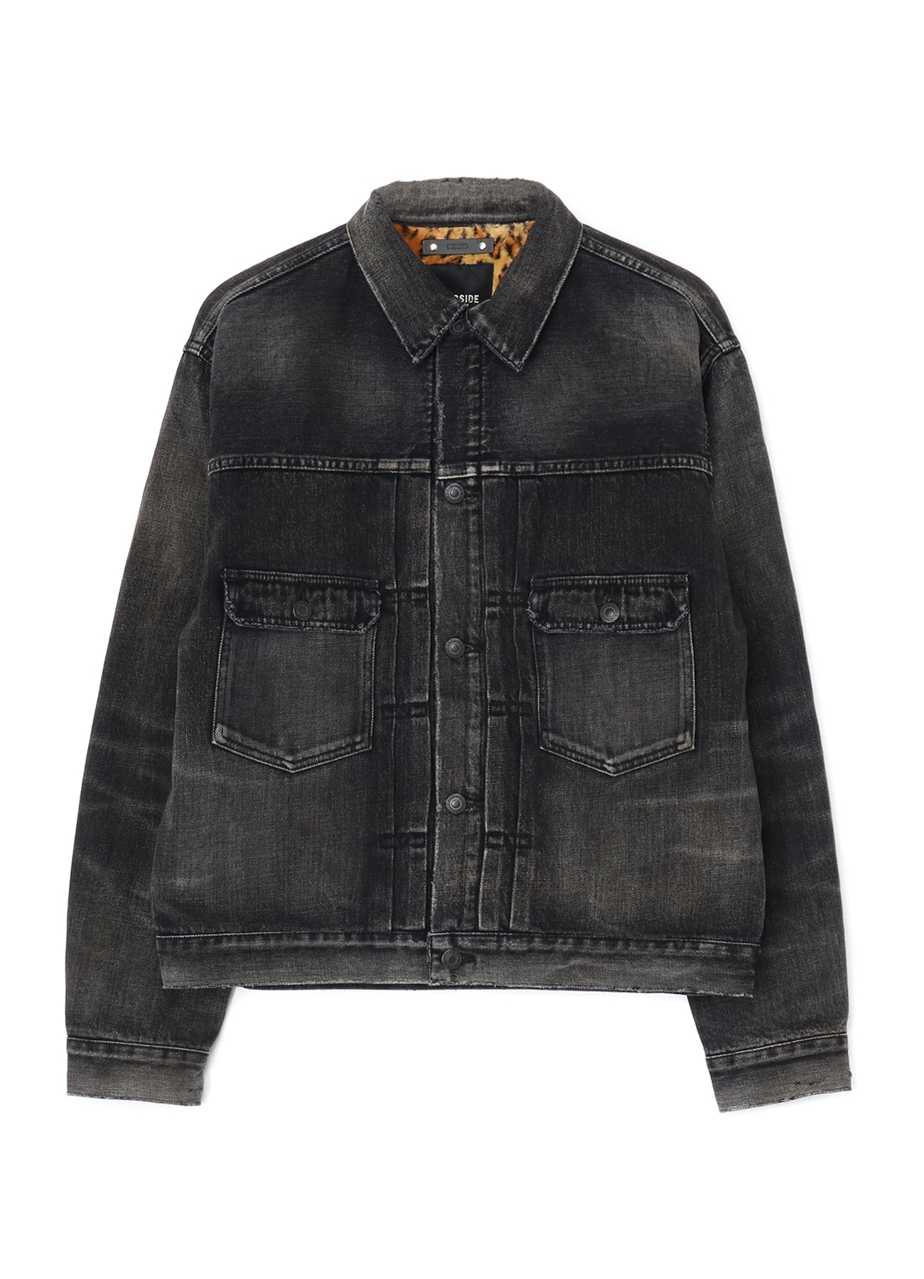 WILDSIDE ×MINEDENIM Leopard Fur Lining Black Denim Trucker JKT(M Black ...