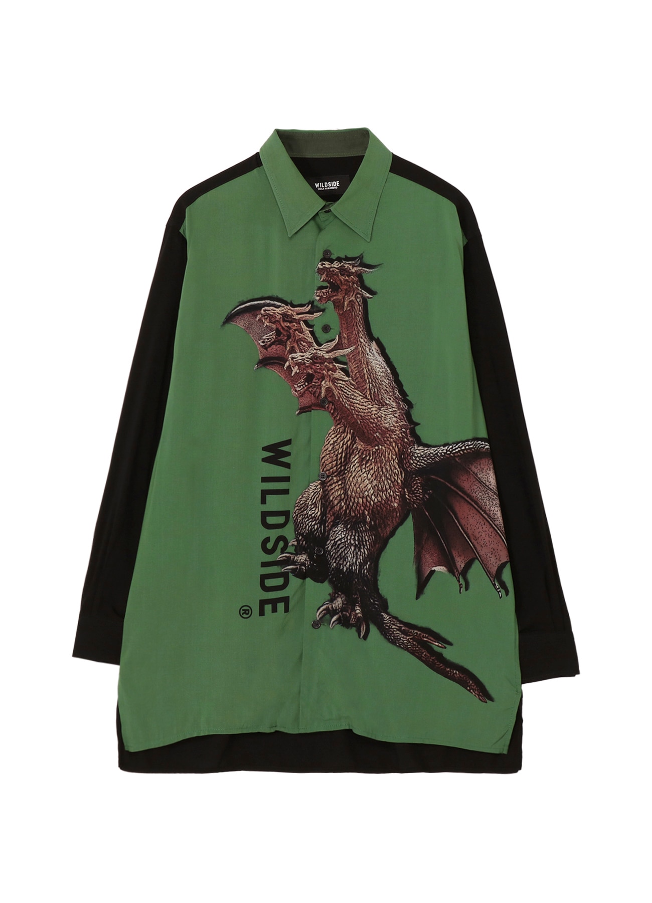 [6/11~ Pre-sale at Hankyu Men's Tokyo / 6/18~ General Release] WILDSIDE x IZUMONSTER Graphic Rayon Shirt (King Ghidorah)