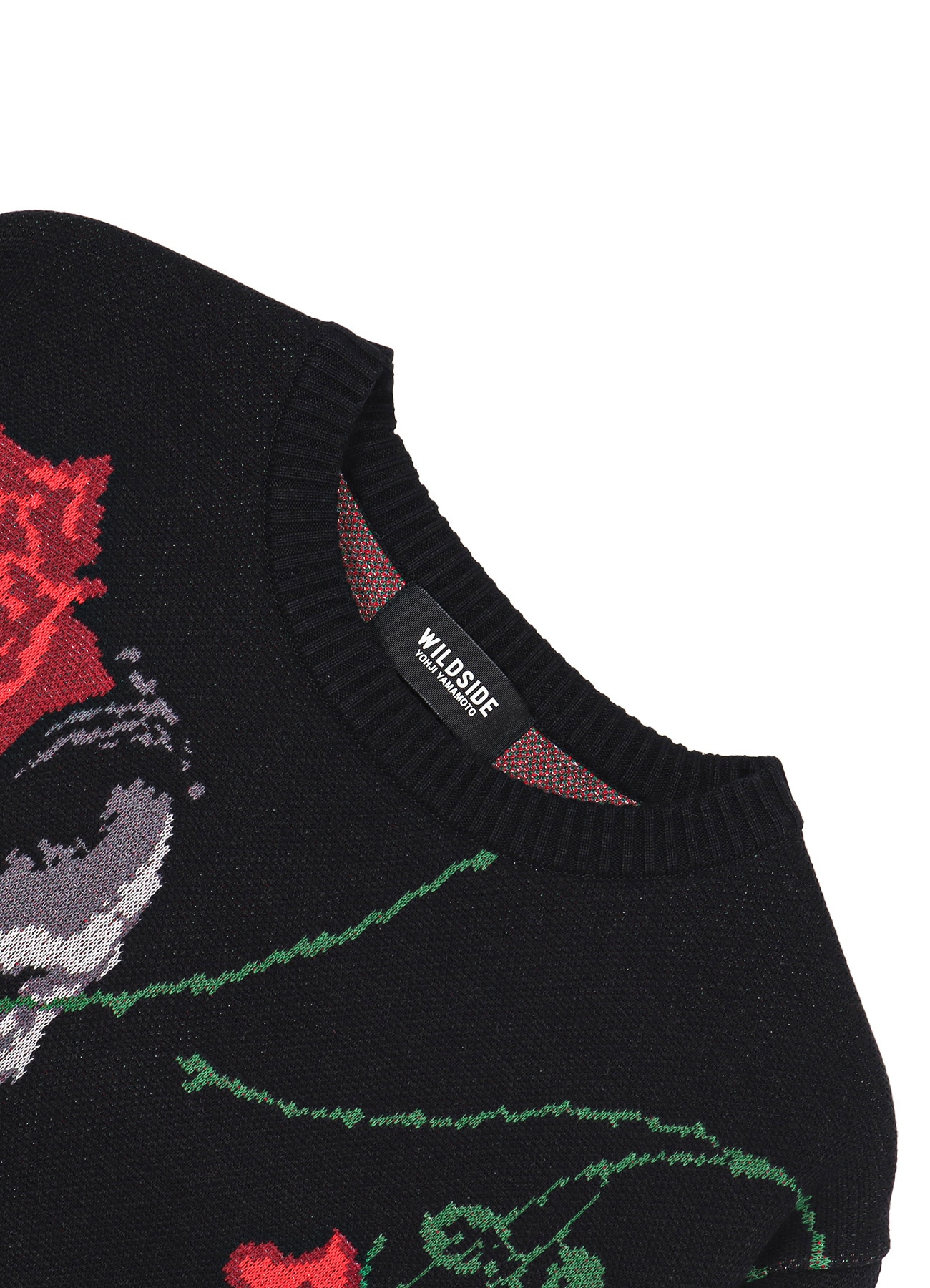WILDSIDE × KNIT GANG COUNCIL SKULLROSE SWEATER(L BLACK