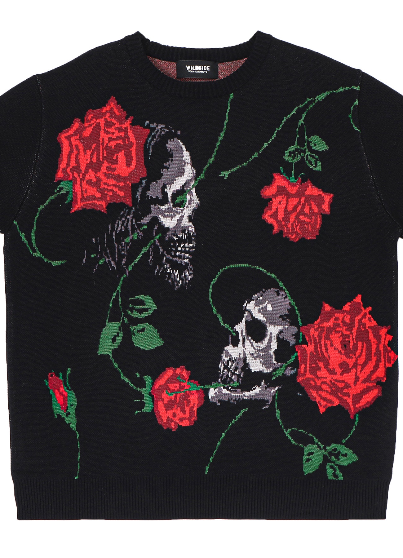 WILDSIDE × KNIT GANG COUNCIL SKULLROSE SWEATER(L BLACK
