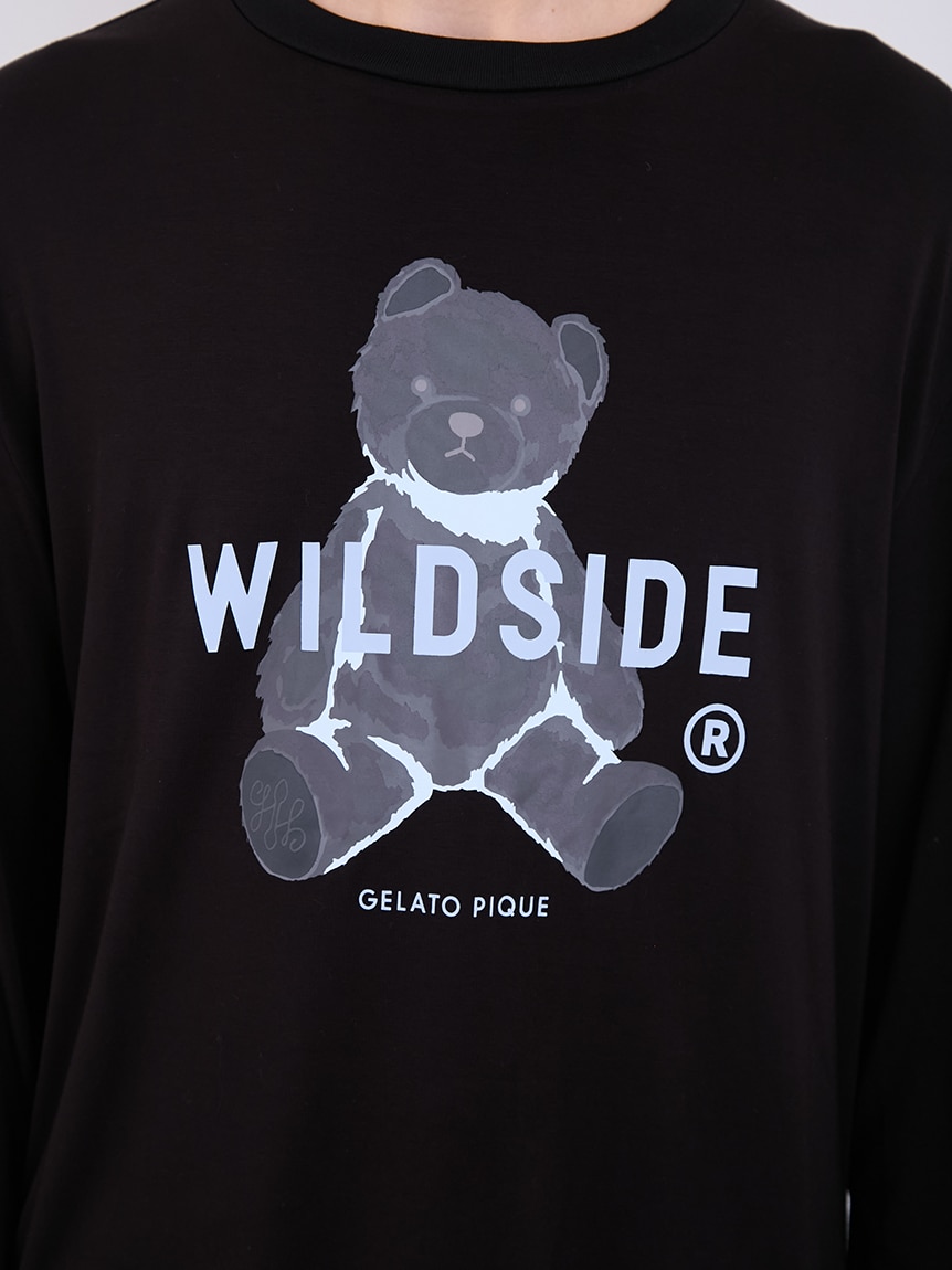 限定コラボ【WILDSIDE × GELATO PIQUE 】ベア 長袖Tシャツ WILDSIDE】【UNISEX】ベアモチーフロングTシャツ｜ルームウェア