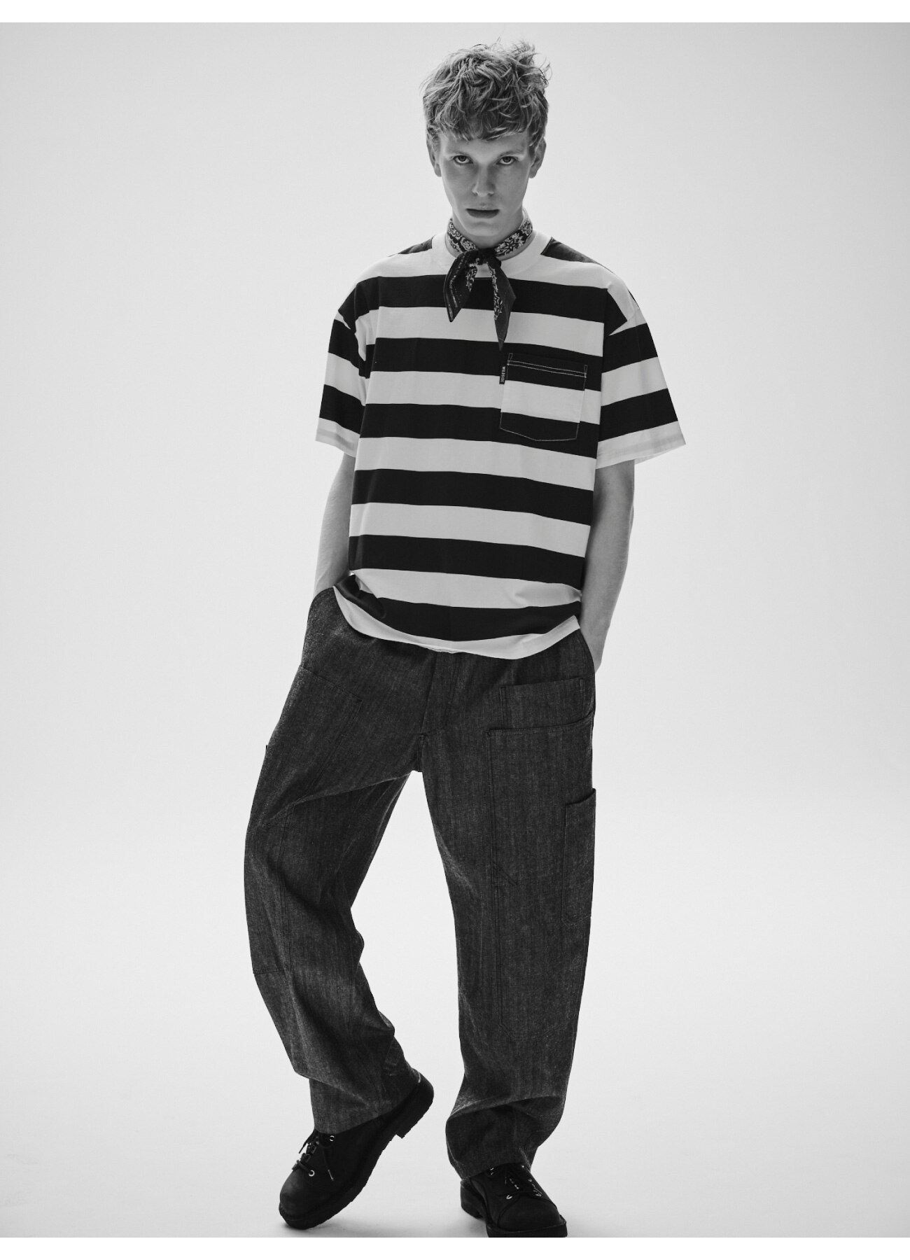 [7 Aug 12:00 JST release] WILDSIDE×BLUE BLUE Pigment Stripe T-shirt White_2