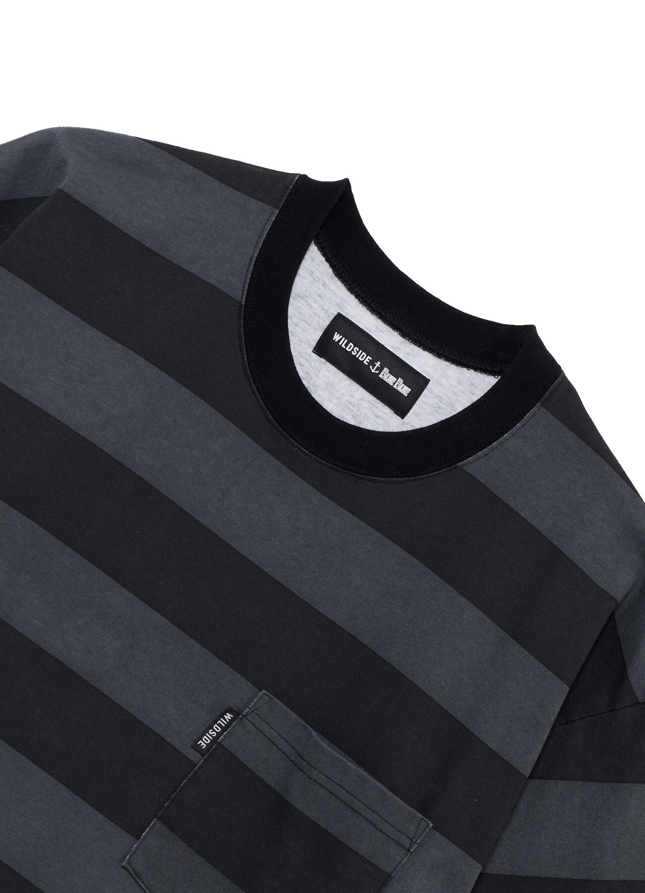 [7 Aug 12:00 JST release] WILDSIDE×BLUE BLUE Pigment Stripe T-shirt Black_5