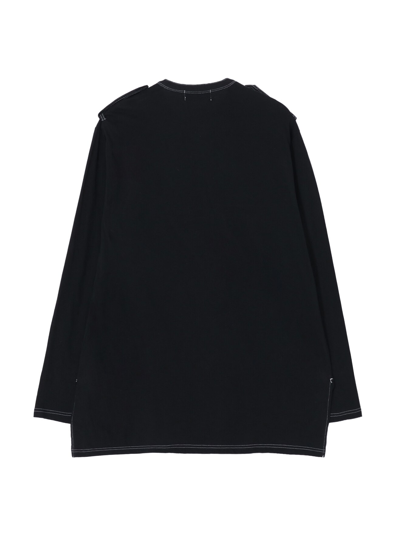 Cotton Jersey Shoulder Strap Henley Neck Long Sleeve T-shirt (Garment Dye)_2