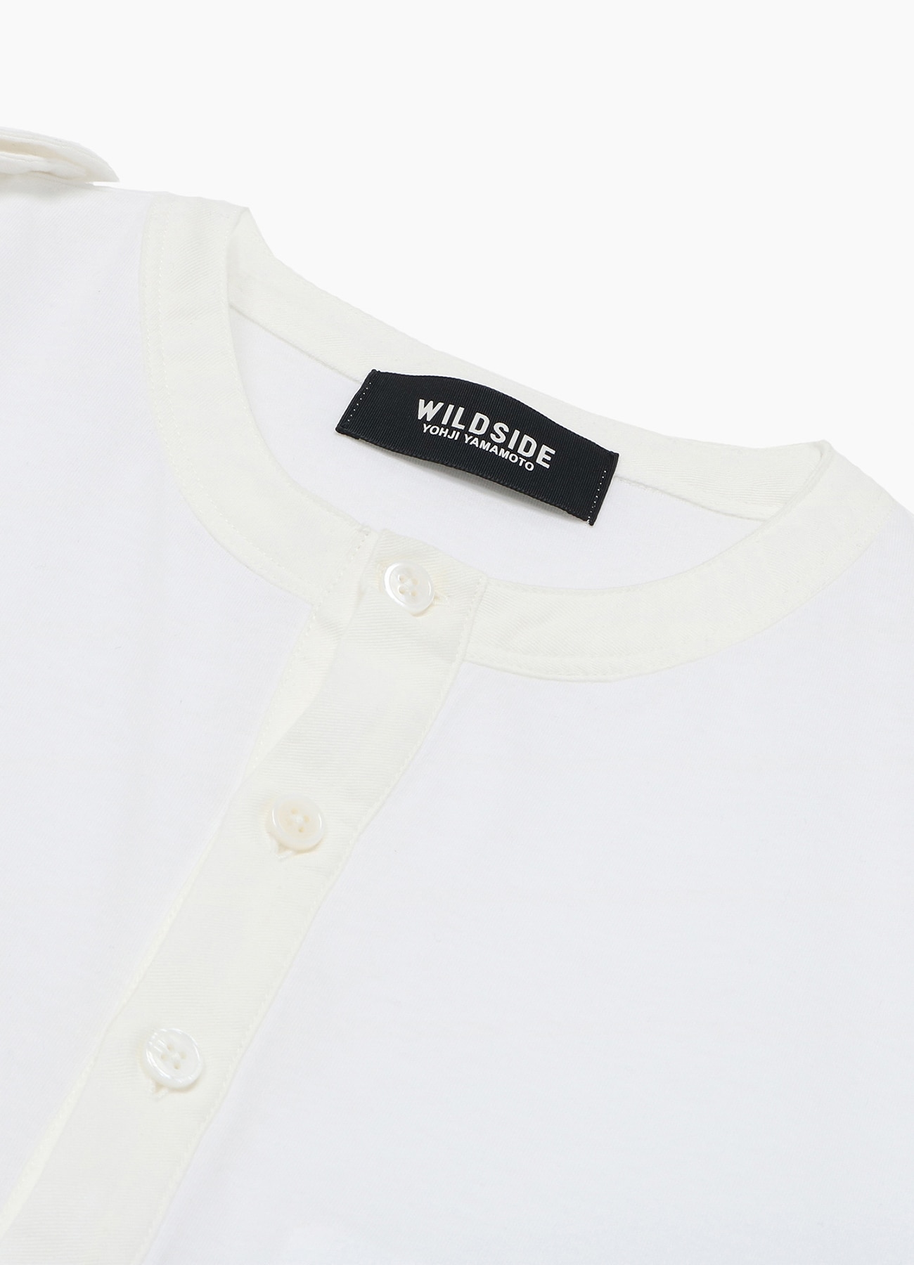 Cotton Jersey Shoulder Strap Henley Neck Long Sleeve T-shirt(XS WHITE): YOHJI  YAMAMOTO｜WILDSIDE YOHJI YAMAMOTO【Official】