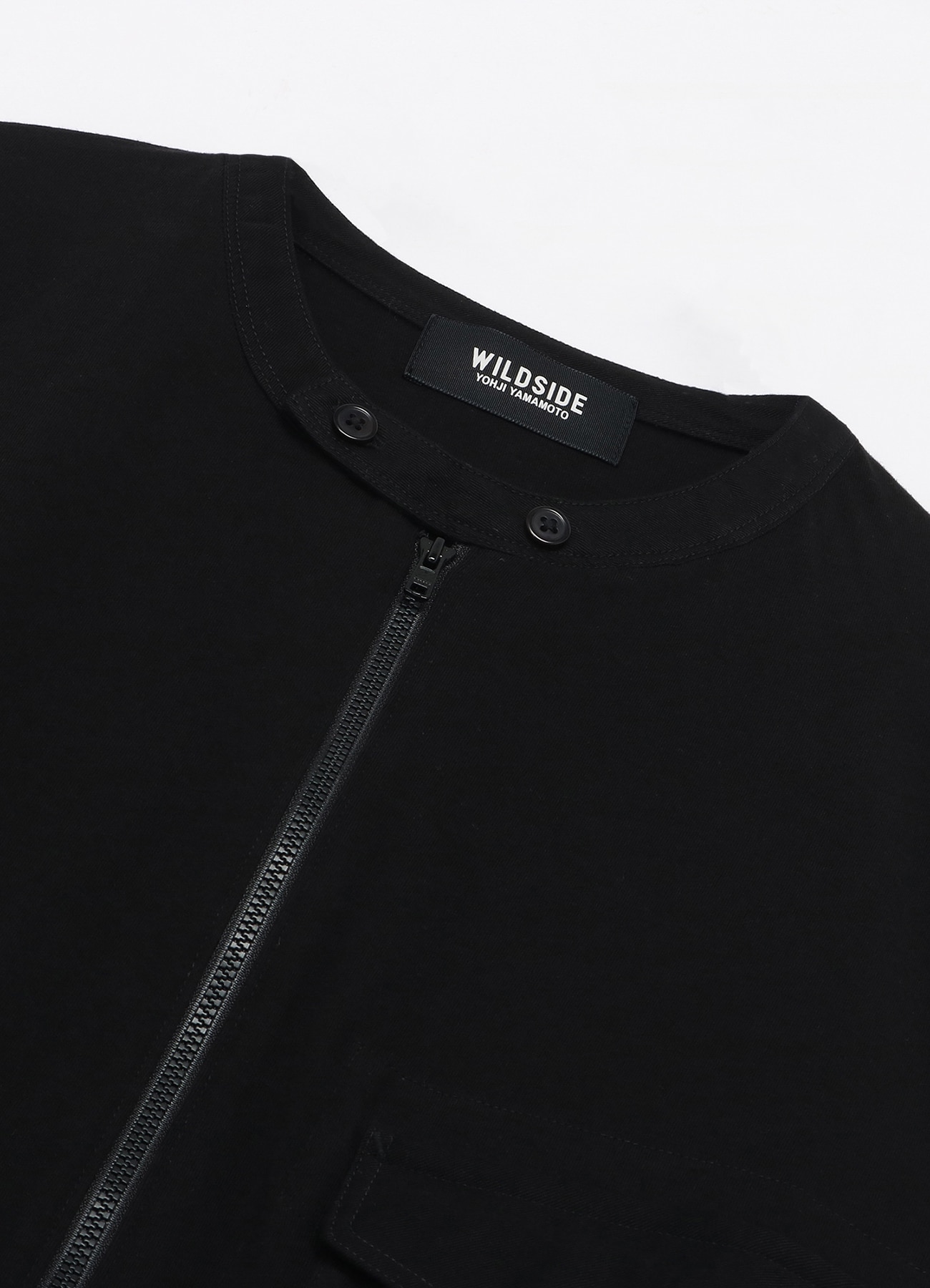 Cotton Jersey Full Zip Long Sleeve T-shirt(M BLACK): YOHJI