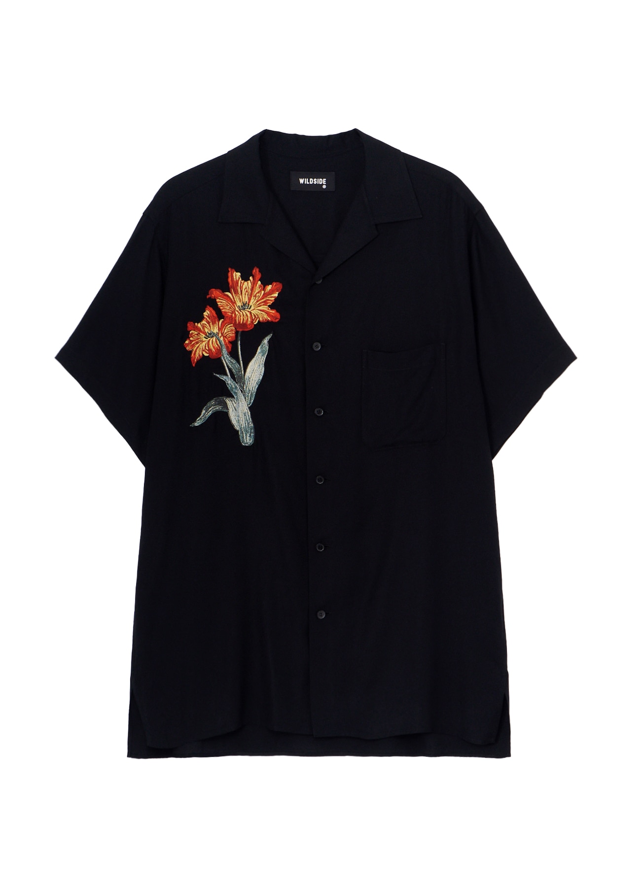 [17 June 12:00 JST release]Flower Embroidery Open Collar Short Sleeve Shirt