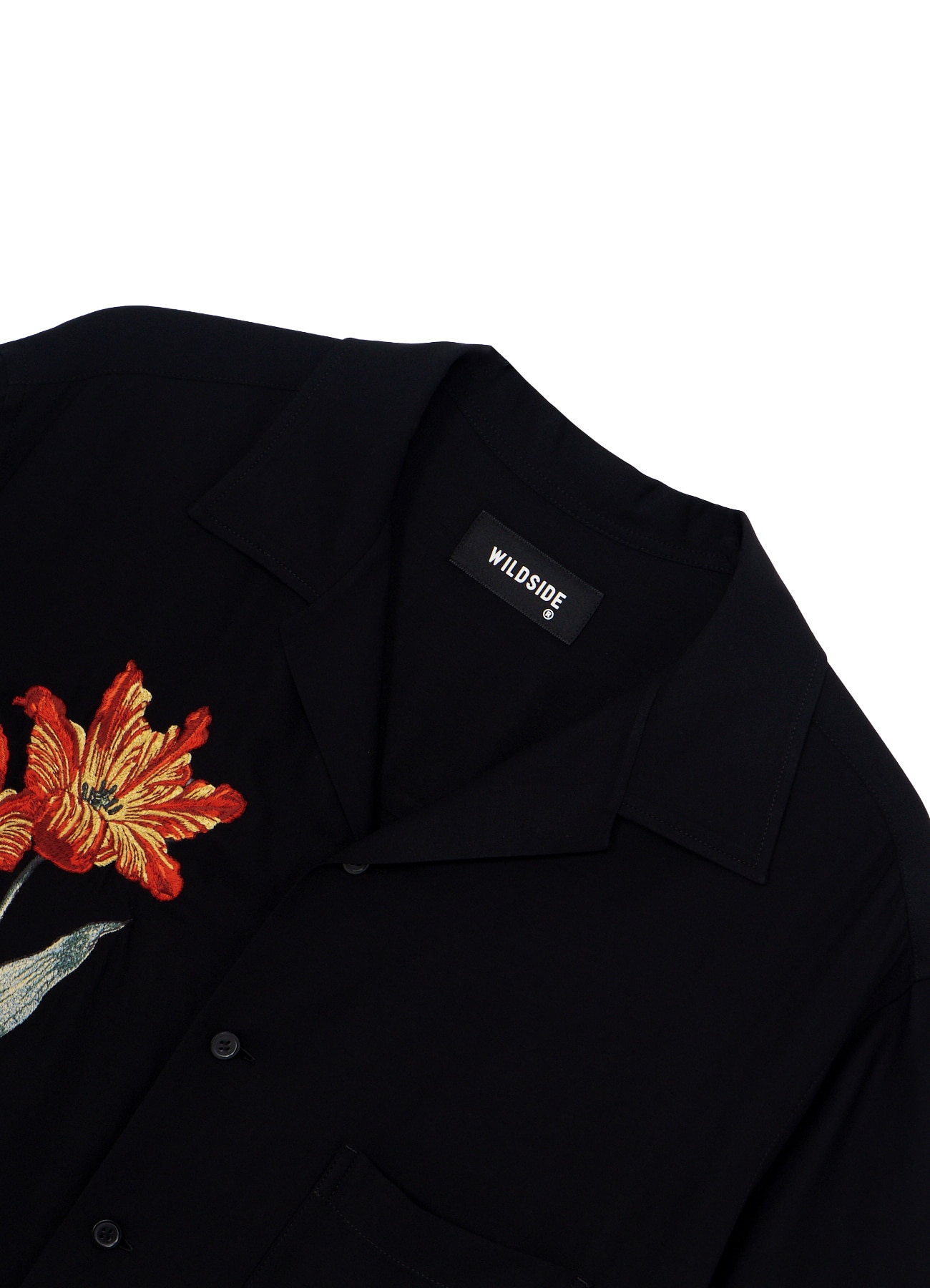 [17 June 12:00 JST release]Flower Embroidery Open Collar Short Sleeve Shirt_3