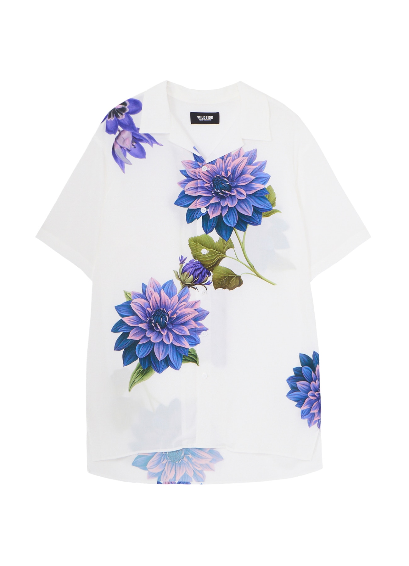 [15 July 12:00 JST release]Blue Dahlia Print Open Collar Short Sleeve shirt