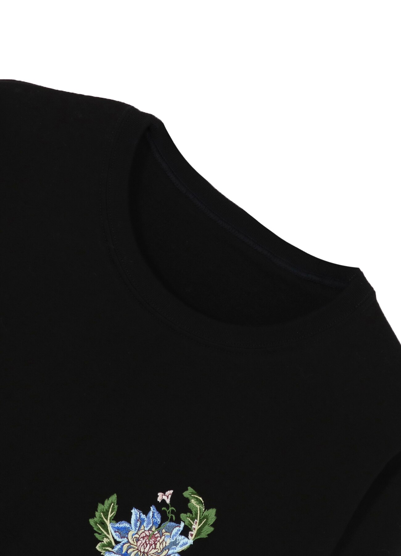 Embroidery Long Sleeve T-shirt(Queen of the Night)(M BLACK