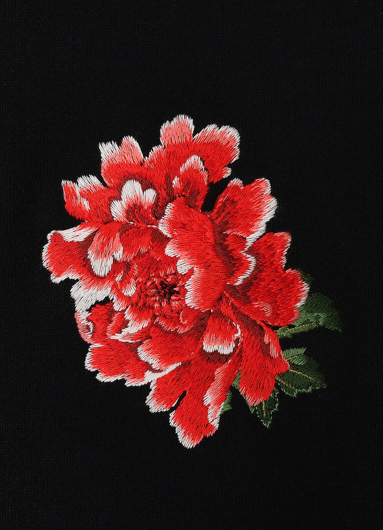 Embroidery Zip Hoodie(Peony)(FREE SIZE BLACK): YOHJI