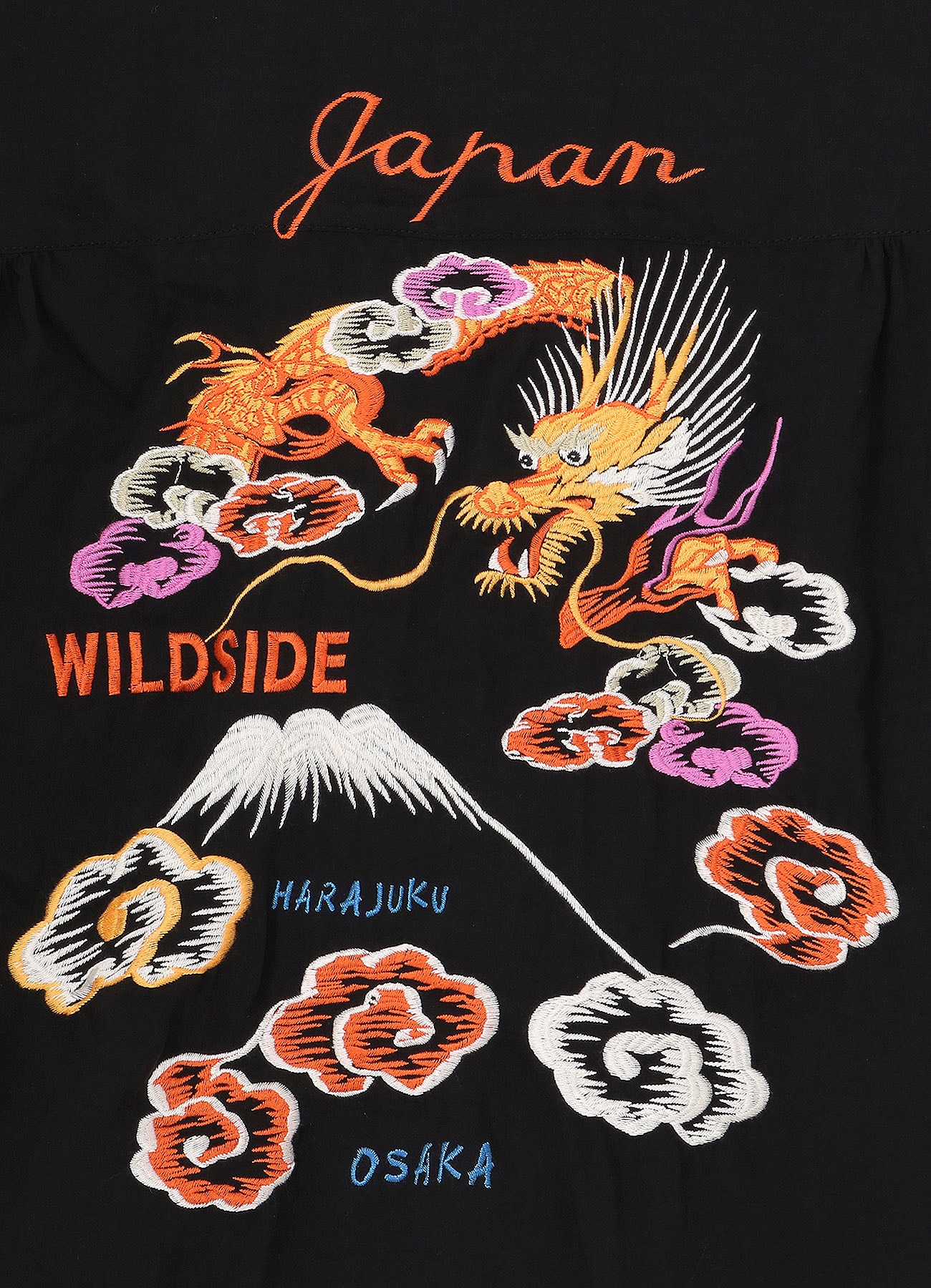 関税込【WILDSIDE】Embroidery Short Sleeve Shirt(Vietnam) Embroidery Short Sleeve Shirt(Vietnam)(FREE SIZE Black