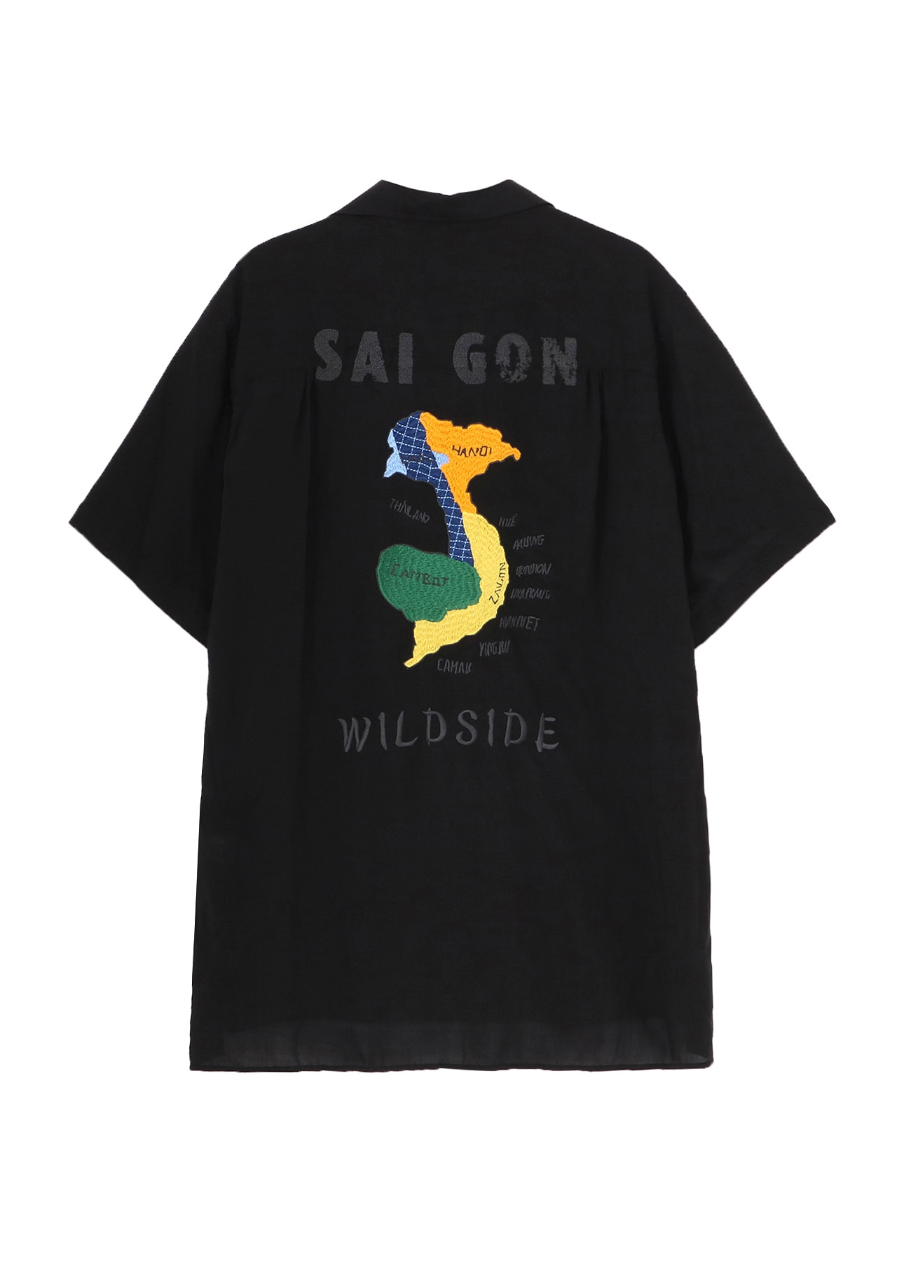 関税込【WILDSIDE】Embroidery Short Sleeve Shirt(Vietnam) Embroidery Short Sleeve Shirt(Vietnam)(FREE SIZE Black