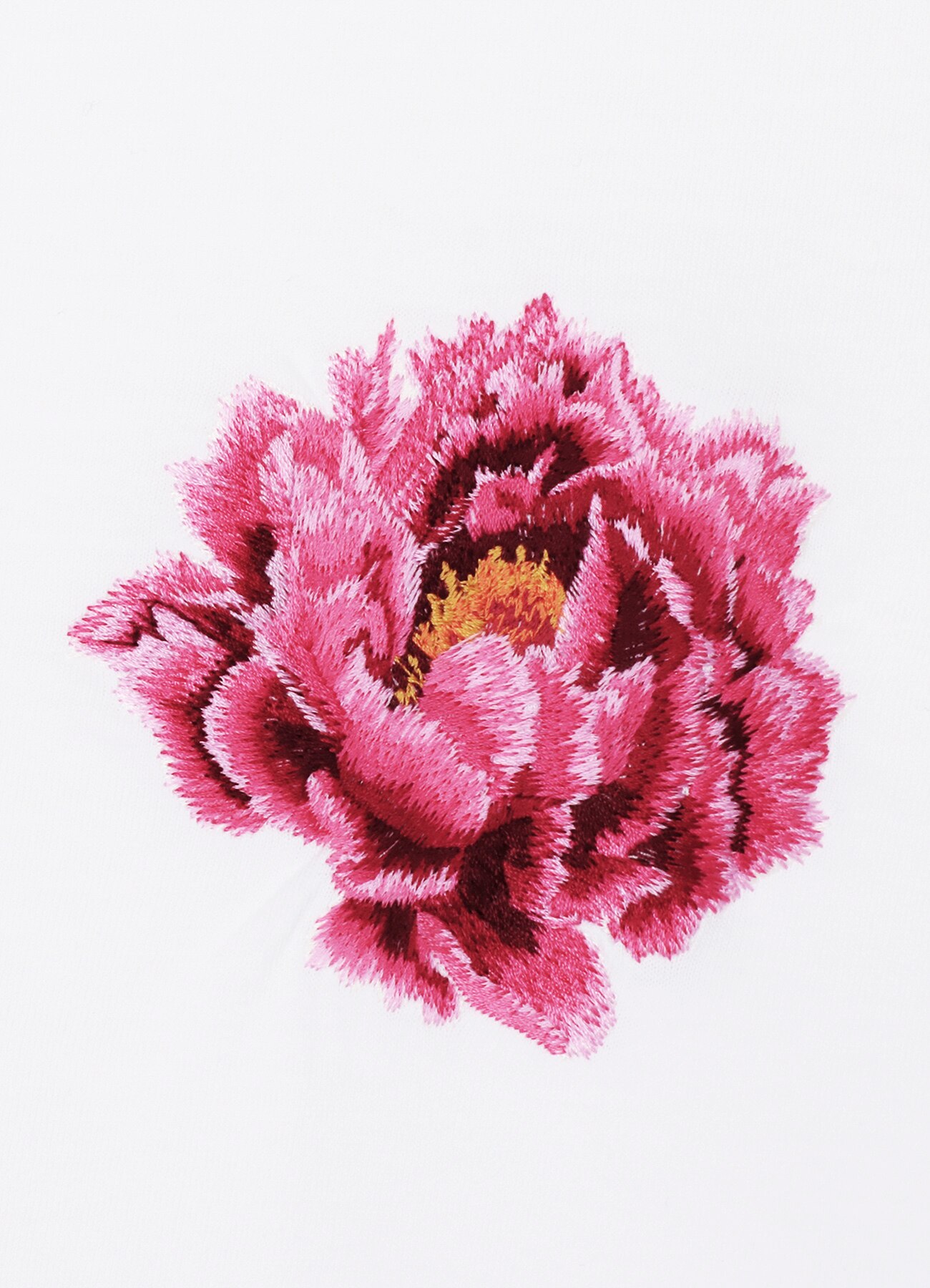 Embroidery Peony T-shirt(FREE SIZE White): YOHJI YAMAMOTO