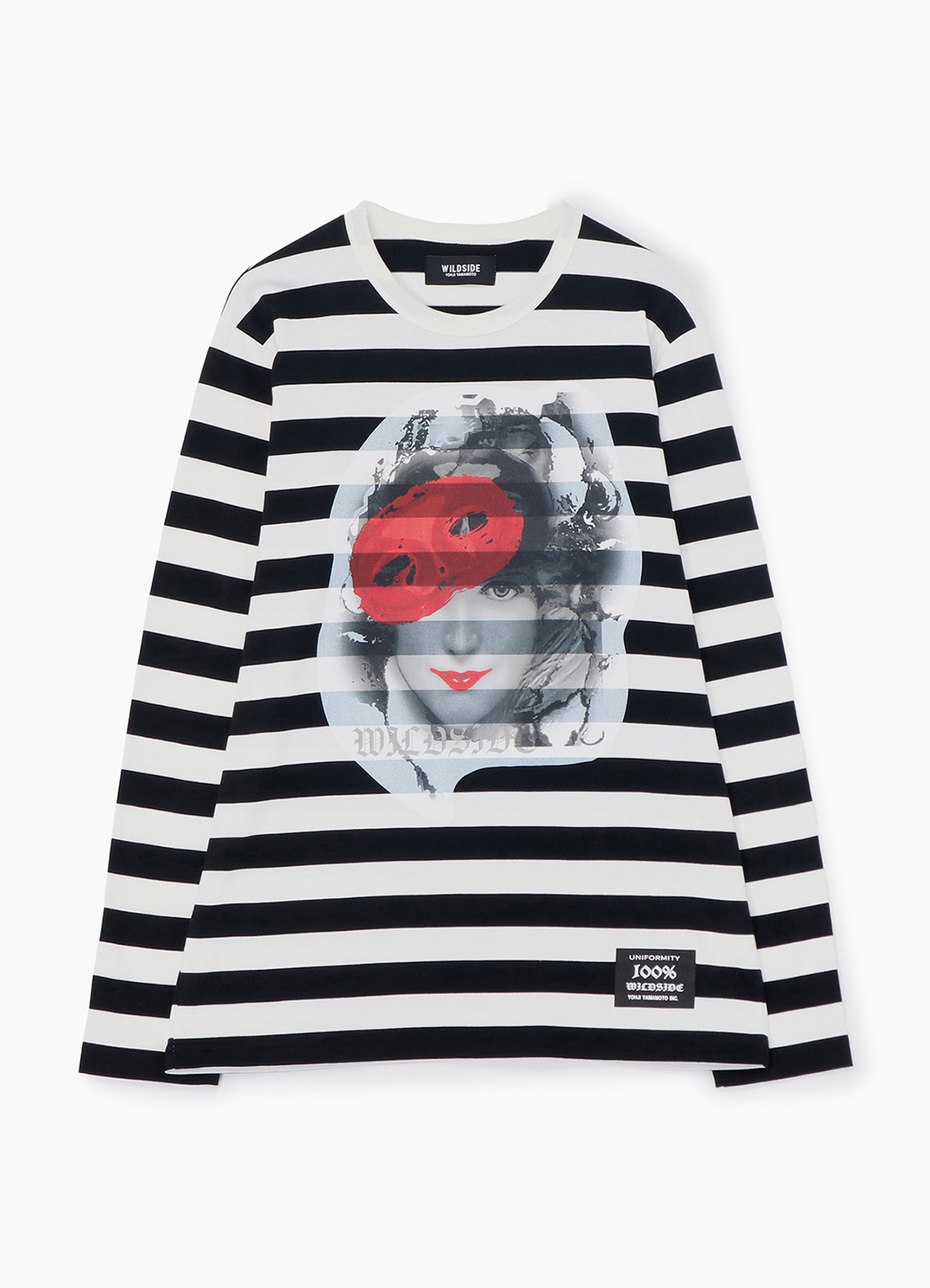 Striped Long Sleeve T-shirt with Portrait Print (Masquer)